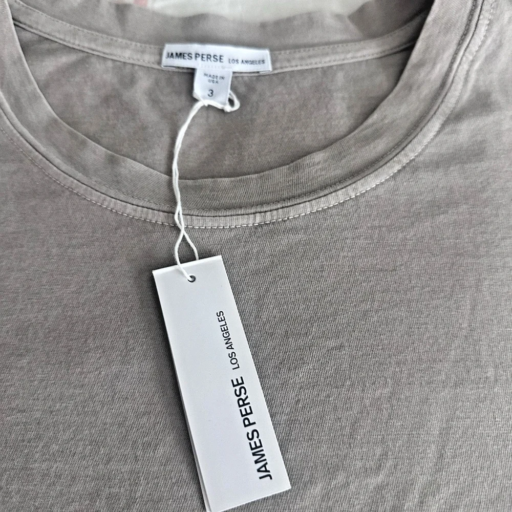 NWT JamesPerse 100% Cotton Crewneck Tee Sz3(L) Taupe Gray Minimalist Capsule - Picture 6 of 8